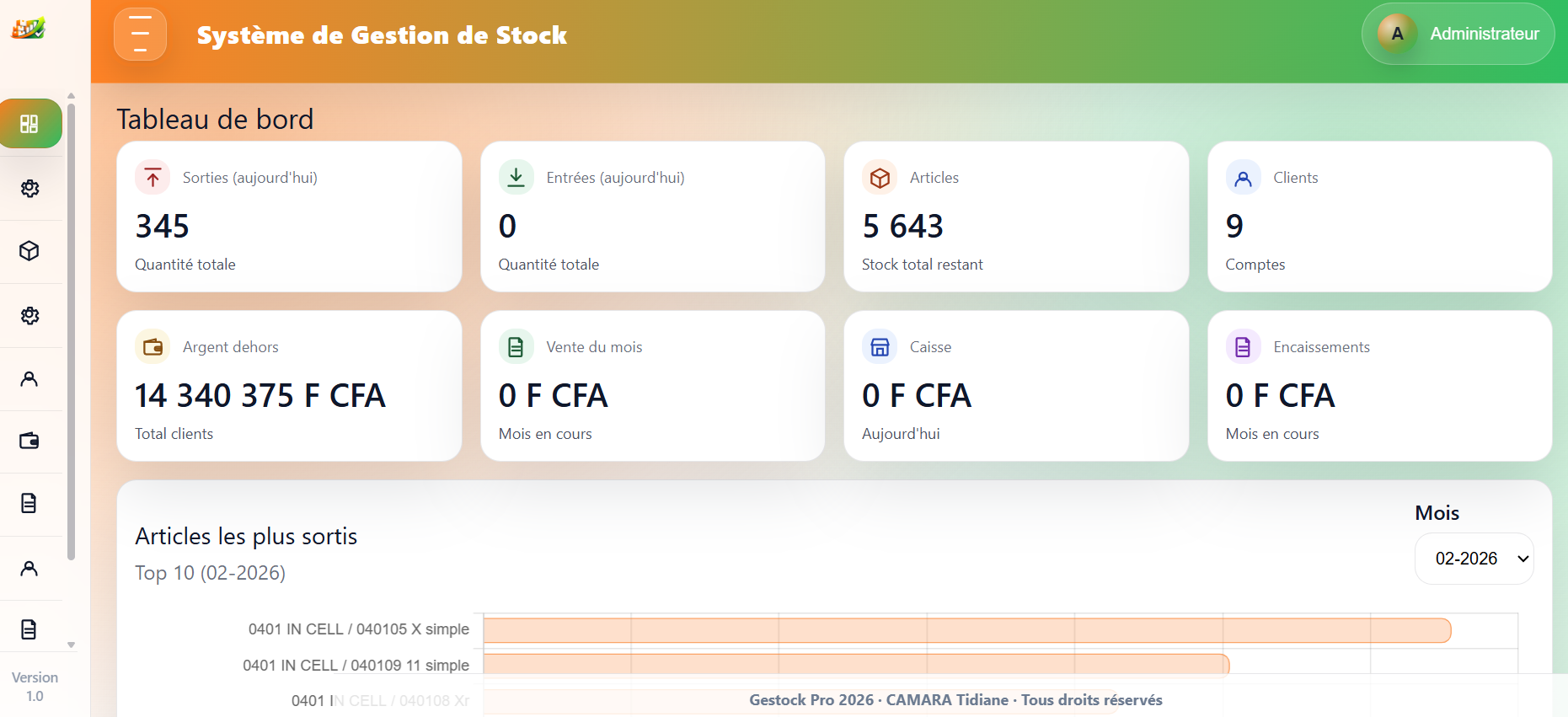 Système de Gestion des Stocks, Ventes et Exploitation des Équipements